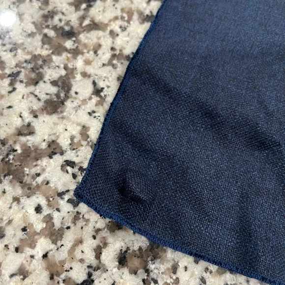 NWT . . .  Clifton Wilson Textured Wool Pocket Square  |  Navy - Picture 6 of 7